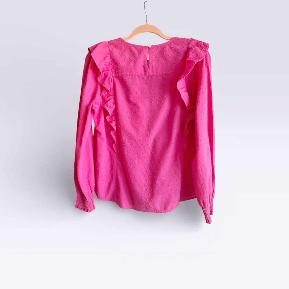 LOFT Vibrant Pink Ruffle Blouse - Picture 3 of 8